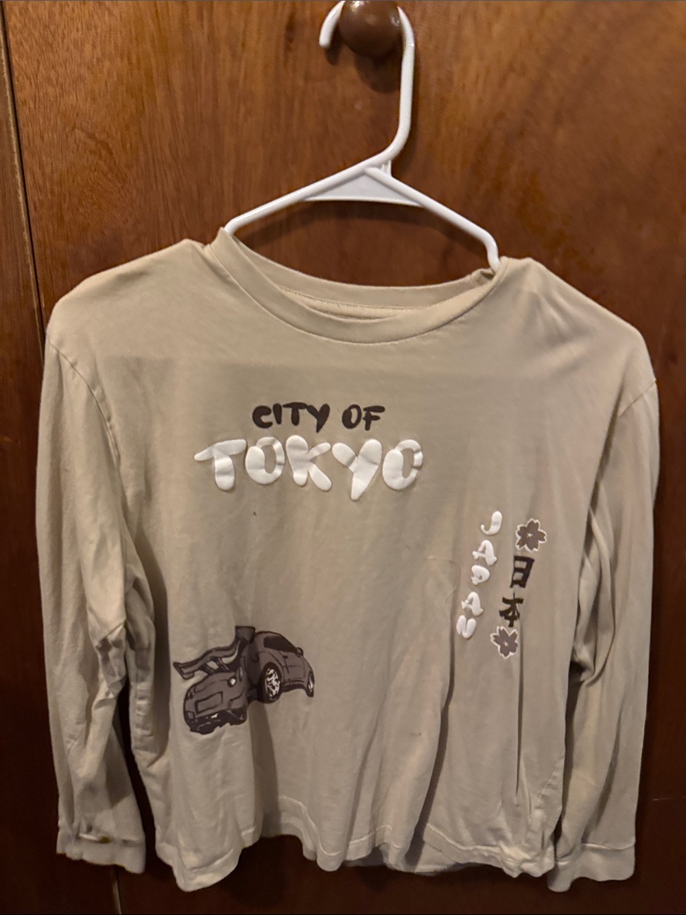 Eighty Eight Kids Beige Long Sleeve 'City of Tokyo' Graphic Tee